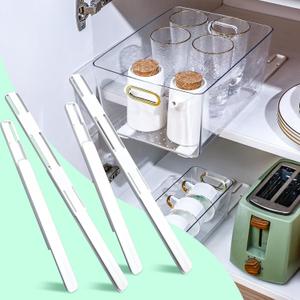 CroBlissful 8 Pcs Adhesive Sliders for Cabinets Pull Out Drawer Organizer Accessories Basket Office Glide Cabinet Tracks Runner Adhesive Drawer Slides Pull Out Replace Guide Rail for Back to School