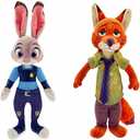 2 Pcs Judy Rabbit & Nick Fox Plush Toys Gifts for Friends Family Kids Christmas Halloween Chidlren Day Gifts, 15 inches