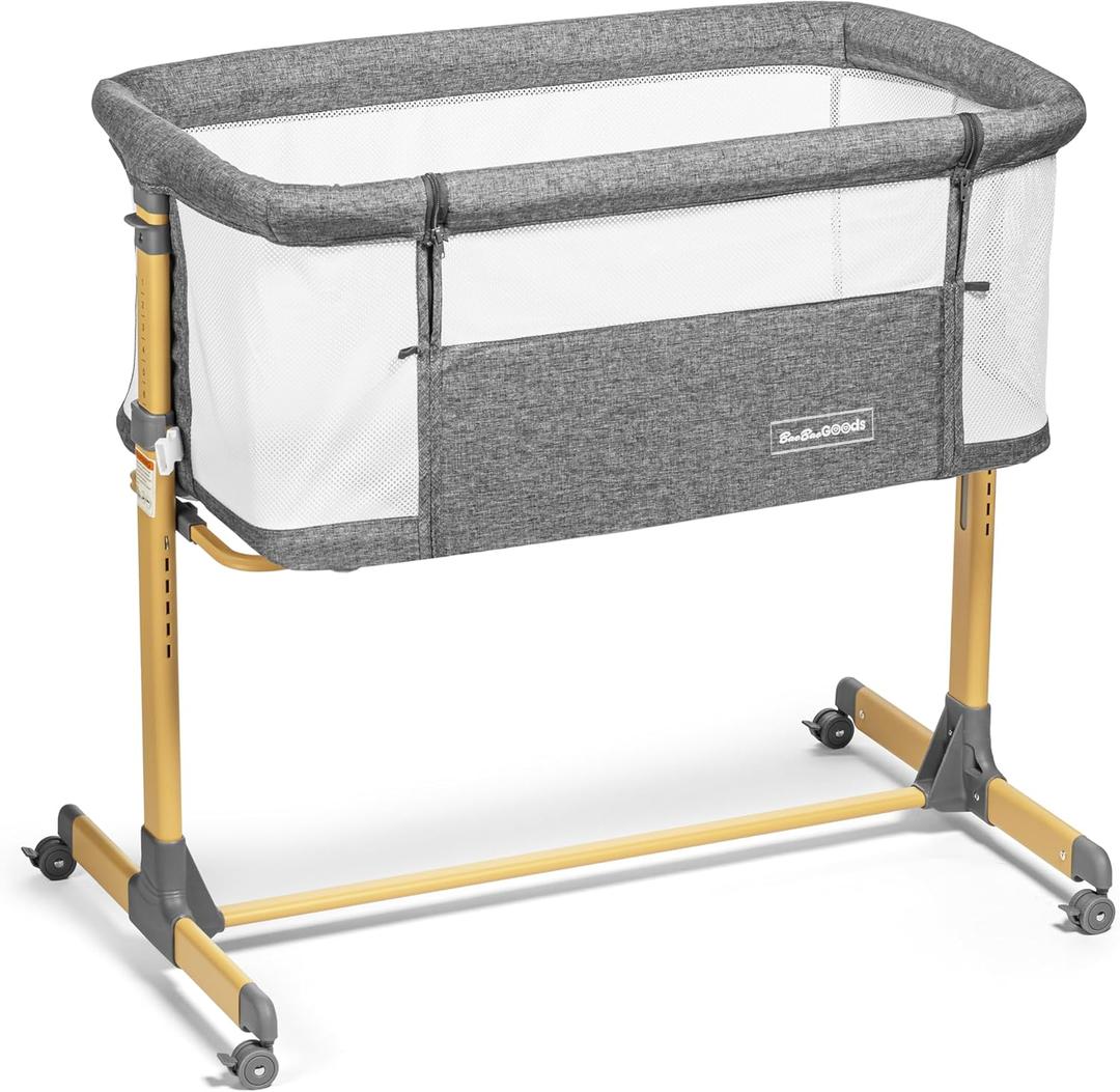 3 in 1 Baby Bassinet with Wheels, Portable Bedside Sleeper for Baby with 6 Adjustable Heights and Foam Mattress, Baby Bedside Crib for Newborns and Infants