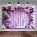 7X5ft Purple Flower Wall Background Photography Lavender Backdrop for Parties Wedding, Girls Birthday Princess Weeding Bridal Shower Purple Floral Anniversary Ceremony Decor. (Multi)
