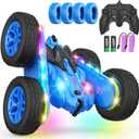 Remote Control Car, Rc Cars Stunt Kids Toys New Upgraded Strip Lights and Headlights Double-Sided 360 Rotating 4WD Drift Truck for Boys Girls Birthday Gift (Blue)