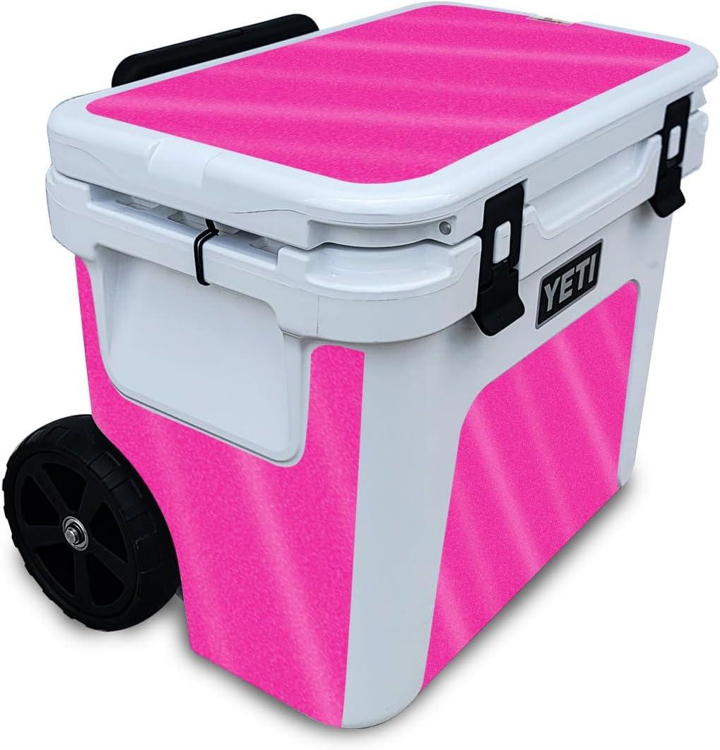 Glossy Glitter Skin Compatible with Yeti Roadie 32 Wheeled Cooler - Solid Hot Pink - Premium 3M Vinyl Protective Wrap Decal Cover - Easy to Apply | Crafted in The USA by MightySkins