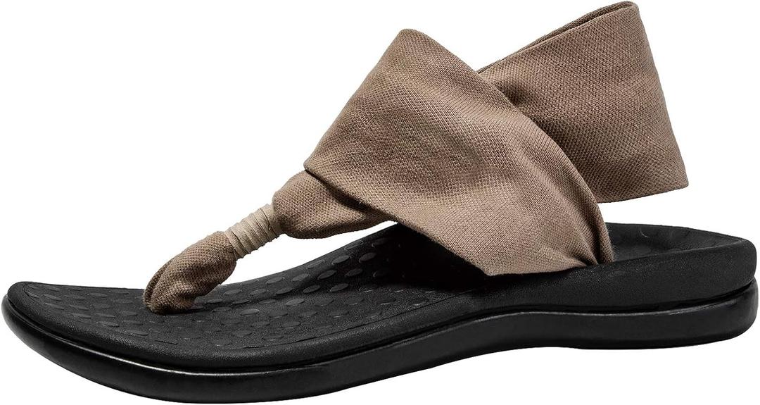 LLSOARSS Women's Plantar Fasciitis Feet Yoga Sling Sandal Arch Supports Orthotics Flip Flops Relieve Flat Feet, High Arch, Foot Pain (Brown)8, Light Natural