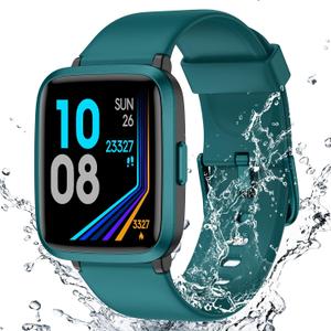 Fitness Tracker Watch with Heart Rate Monitor, Activity Tracker with Pedometer, Sleep Monitor, Calories & Step Counter, 5ATM Waterproof Smart Watch for Women Men Health Fitness Watch for Sports (Cyan)