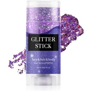 Purple Body & Face Glitter Stick,WaterproofLong-LastingSparkling for Singer Concert Outfits, Festival Rave Mermaid Accessories Chunky Glitter Makeup for Women (03# Purple)