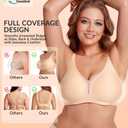 Deep V Wireless Push Up Jelly Bras for Women Seamless Sexy Mesh Supportive Lift No Underwire Luxe Soft Comfy Tshirt Bralette, Beige, X-Large