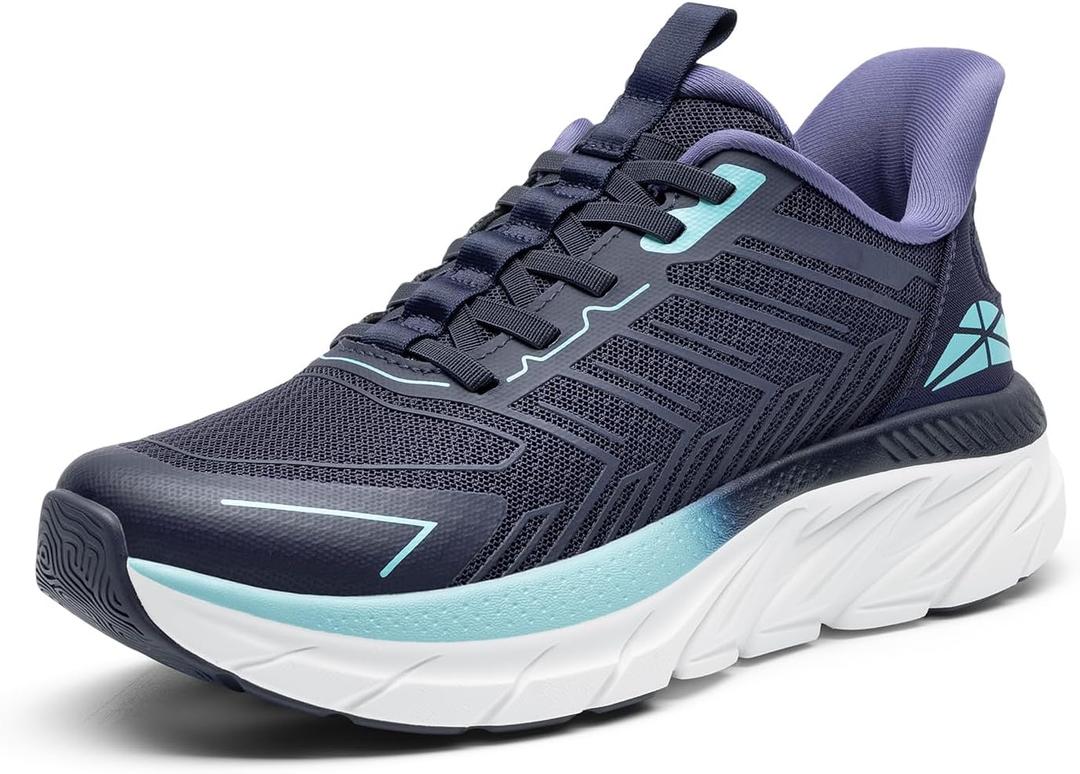 ALLSWIFIT Women's Slip On Walking Shoes Running Comfortable Tennis Breathable Non Slip Athletic Gym Workout Cross Training Fashion Sneakers (7.5, Blue)