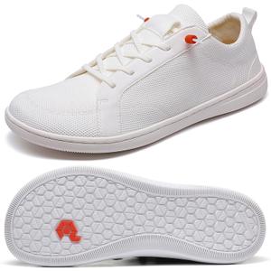 Barefoot Wide Toe Box Shoes for Women - Minimalist Barefoot Shoes with | Zero Drop Sole | Extra Wide Slip on Walking Shoes for Women (7.5 Wide, Wt03 |White)