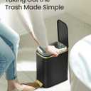 Cesun Small Bathroom Trash Can with Lid Soft Close, 5 Liter/1.3 Gallon Stainless Steel Garbage Can with Removable Inner Bucket, Step Pedal, Slim Waste Basket for Toilet, Office, Bedroom (Black&Gold)