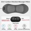 Plug-in 3 in 1 Lower Back Massager for Pain Relief Deep Tissue, Smooth Spine Triple Fusion Back Massager with Heat & Vibration & Traction, Electric Lumbar Support Pillow for Bed, Chair, Office