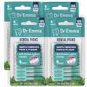 Dr. Emma Soft Rubberized Dental Picks Mint Brush Picks, 100 Count (4 Packs, Mint)