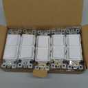 CML Double Rocker Decorator Light Switch, Two Single Pole Electrical Paddle Wall Switches, 15A 120V, Self-grounding On/Off Interrupter, UL Listed, 5 Pack, White