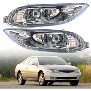 2-Pack Clear Lens Bumper Driving Fog Light Assembly with Switch Wiring Kit Replacement for Corolla 2005-2008, Camry 2002-2004, Solara 2002-2003