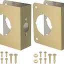 PATIKIL Door Reinforcement Plate, 2 Set Doors Reinforce Repair for 1-3/4" Thick Door 4-1/2" Size Door Knob Lock Latch Deadbolt Cover Plate Home Security, Gold