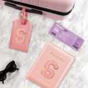 Slohif Passport Holder Initial Lugguage Tag Set Suitcase Cover Wallet Case for Travel Women - Leather Letter Passport Book Personalized Organizer Card Protector Sleeve Essentials Slim Carrier Red S (Pink)