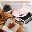 Vinyl Record Player Bluetooth Vintage 3-Speed Portable Suitcase Turntables with Built-in Speakers, Belt-Driven LP Player Support USB Recording AUX-in RCA Line Out Headphone Jack, White