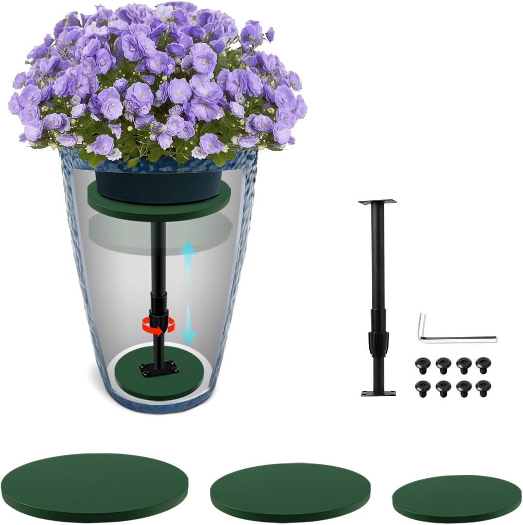 Axcoix Adjustable Height Plant Risers for Inside Pots, 12-21" Planter Inserts for Large Pots, Planter Lift Insert for Tall Square Round Taper Planters (6" 8" 10" Base or Top)