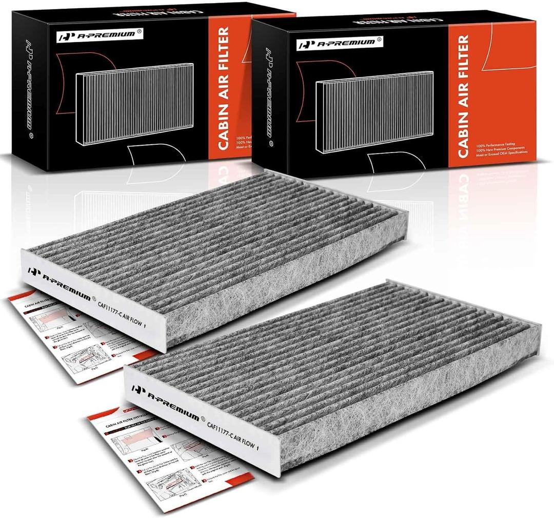 A-Premium 2-PC Cabin Air Filter with Activated Carbon Compatible with Nissan Sentra 2013-2019, Juke 2011-2017, LEAF 2011-2023, Cube 2009-2014, Replace# B78911FC0A