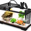 GOZILLA Turtle Tank Kit(Tank+Lamp+Filter), Upgrade PC Turtle Tank Starter Kit with Adjustable Lamp & Filter, Reptile Hideout Habitat with Lid for Small Reptiles.(15.75 × 7.9 × 9''/Black Kit)