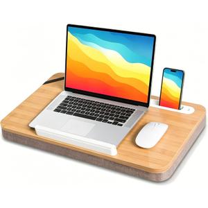 wishacc Portable Lap Desk Tray, Natural Wood, Large 21.1 x 12.9 Inch, for Home Office