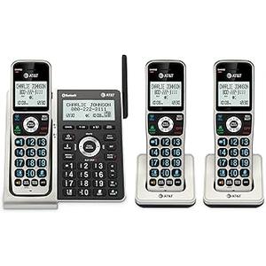 AT&T BL3107-3 3-Handset DECT 6.0 Cordless Home Phone with Bluetooth, Answering System, Smart Call Blocker, Extended Range, 2" Backlit Screen, Lighted Keypad with Big Buttons, Caller ID & Call logs
