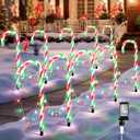 ElectricWise Candy Cane Lights Outdoor, 21 Inch Christmas Pathway Lights, Set of 10 Outdoor Xmas Decorations with 8 Modes for Holiday Patio Yard Garden (Red Green White)