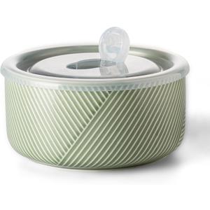 Large Ceramic Bowls with Lids: 32 oz Microwave Safe Food Storage Containers for Soup Salad Meal Prep Lunch Picnic Camping - 6 Inch, Set of 1 (Green)