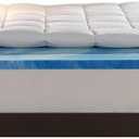 Sleep Innovations Dual Layer 4 Inch Memory Foam Mattress Topper, Queen Size, Medium Support, 2 Inch Cooling Gel Memory Foam Plus 2 Inch Pillow Top Cover