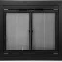 Stanbroil Fireplace Glass Bi-fold Style Door, Black Finish, Medium, Decorative Fireplace Screen Door for Fireplace Accessories