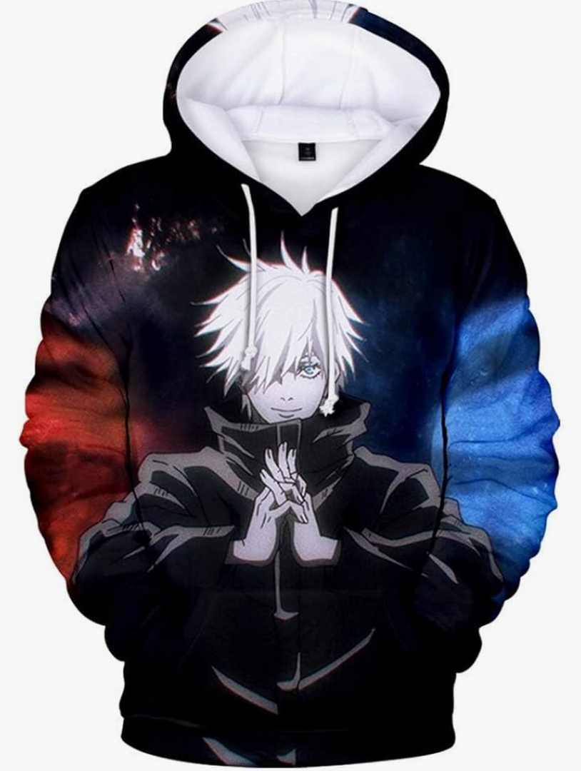 Ealipoi Satoru Hoodie Anime JJK Hoodie Costume Multi 3D Printed Sweater Cosplay for Men, Size S