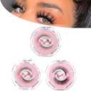 Ykecfpry Lash Buddy Self-adhesive Eyelashes,2023 New Snap on Lashes,3 Pairs Lash Buddy Eyelashes Snap on No Adhesive (3*Natural)