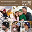 2 x Satin Lined Beanie Hat, Winter Hats for Women & Men, Soft Silk Lining Cuffed Knit Beanie Unisex Skull Cap (Black)