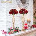 NUPTIO Flower Wedding Centrepieces for Tables - 6 Pcs 9.5in Diameter Crimson Artificial Flowers Rose Ball for Centerpieces Table - Fake Rose Arrangements for Weddings Birthday Party Decor