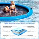 10FT Round Inflatable Floating Dock, Sunchill Float Ring, Water Hammock Tanning Pool Floats with Woven Fabric, Manual Pump for Quick Inflate/Deflate, Fits 2-8, Ideal for Lakes, Oceans, 10FT
