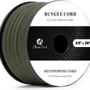 Abma Cord Bungee Cord 3/8in x 25ft Elastic Shock Cord 100% Stretch Elastic Bungee Rope for Tarpaulin, Trailer, Backpack, Tent Pole, Kayak - Black