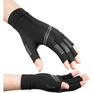 Arthritis Gloves for Women for Pain,All-Around Compression Gloves for Men,Finger extension with Anti-Slip Grip,Support Gloves for Pain Relief,Carpal Tunnel (Medium (1 Pair), Matte Black)