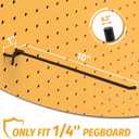 HUHOLE 25 Pack Black Pegboard Hooks 10 Inch Heavy Duty Metal L-Hooks for 1/4" Peg Board Garage Tool Organizer, Retail Display & Craft Storage Hangers (30lbs Capacity)