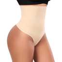 Werena Thong Shapewear Tummy Control Shaper Underwear for Women Seamless Compression Thong Panties Slimming Girdle(02# High Waisted Beige(slimmming),X-Large)