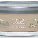 Yankee Candle Seaside Woods Scented, Signature 12oz Medium Tumbler 5-Wick Candle, Over 16 Hours of Burn Time