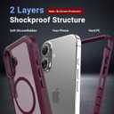 Magnetic for iPhone 16 Case, [Compatible with MagSafe][Military Grade Drop Protection][Heavy Duty Protection][Non-Slip][Shockproof] 2-Layer Durable Bumper Phone Case 6.1''-Wine Red