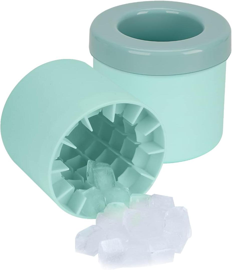 2 Pack Cylinder Ice Cube Mold Ice Trays, Silicone Ice Bucket, Portable Ice Cube Maker, Press-Type Easy-Release Ice Cup (Blue)