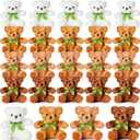 HyDren 24 Pcs Valentines Day Bears Bulk 8 Inch Bears Stuffed Animals Small Soft Bear Plush Stuffed Toy with Bow Tie for Birthday Wedding Valentine Party Gift Favors(Multicolor) (['White', 'Light Brown', 'Dark 'Coffee'])