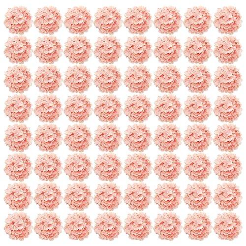 Auihiay 64 PCS Full Hydrangea Flowers, Silk Hydrangea Artificial Flowers Heads with Stems, Artificial Flowers for Wedding, Garden, Baby Shower, Party, Outdoor Indoor Decoration (Rubber Pink) 2-Pack