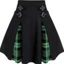Rosegal Women's Plus Size Gothic Mini A-Line Plaid Skirt (Black)