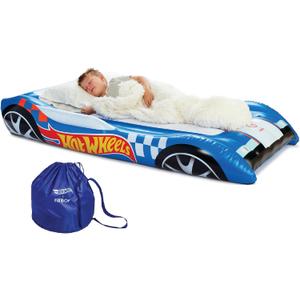 Hot Wheels & FUNBOY Kids Sleepover Bed & Air Mattress. Perfect for Sleepovers. Includes Carrying Storage Bag, Twin