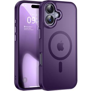 Newfuture Magnetic for iPhone 17 Case [Compatible with Magsafe] [Military Grade Drop Protection] Translucent Matte Anti-Scratch Shockproof Protective Phone Cover 6.3 Inch, Deep Purple