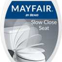 Mayfair Linden Slow Close Toilet Seat, Non Slip Heavy Duty Wood, Easy Install, Elongated, White