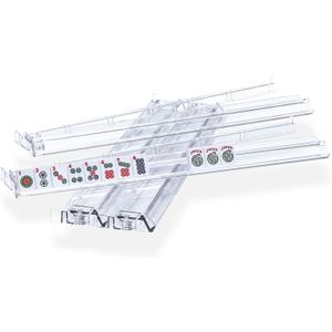 Mahjong All-in-One Tile Rack & Pusher, Clear Acrylic Mahjong Rack and Pusher Combo, Modern American Mahjong Tile Racks, Set of 4, White, 17.72 inches