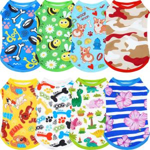 8PCS/Pack Dog Shirts Male for Large Dog Boy Sleeveless T Shirts Soft Stretchy Tank Top Tee Vest L