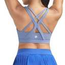 RUNNING GIRL Sports Bras for Women,Seamless Strappy Sports Bra High Support Crisscross Back with Removable Pads (Medium, Blue)